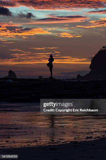 woman watching a sunset. - san juan del sur bildbanksfoton och bilder