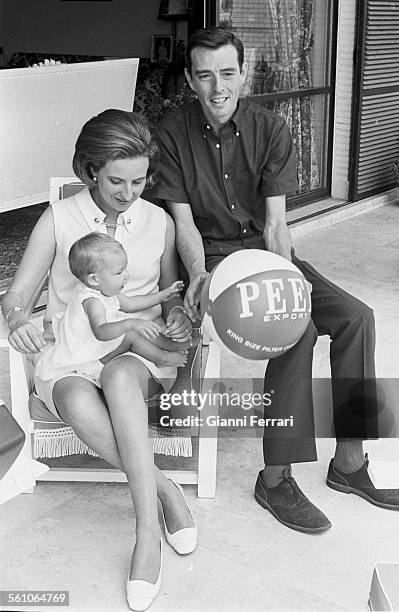 Pilar, sister of King Juan Carlos de Borbon, with her husband Luis Gomez Acebo, and their first daughter Simoneta Madrid, Spain. .