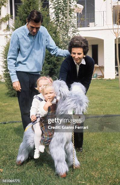 Pilar, sister of King Juan Carlos de Borbon, with her husband Luis Gomez Acebo and her two children.Simoneta and Filiberto Madrid, Spain. .