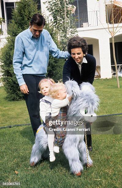 Pilar, sister of King Juan Carlos de Borbon, with her husband Luis Gomez Acebo and her two children, Simoneta and Filiberto Madrid, Spain. .