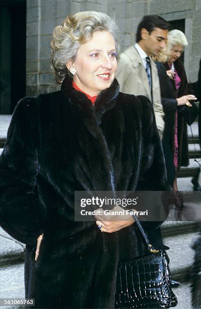 Pilar de Borbon, sister of King Juan Carlos de Borbon, the day of the baptism of her son Bruno Alejandro Humera, Madrid, Spain..