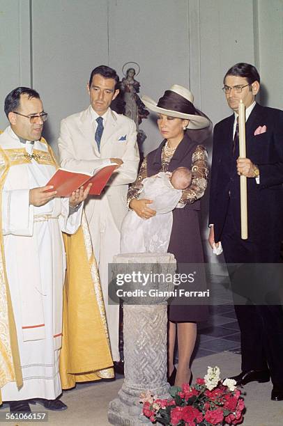 Baptism of Bruno Alexander, son of Pilar of Borbon and Luis Gomez Acebo Humera, Madrid, Spain. .