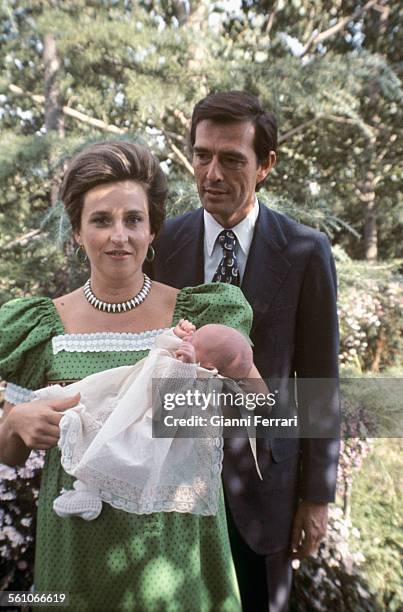 Pilar of Borbon, sister of King Juan Charles of Borbon, with her husband Luis Gomez Acebo and her son Fernando Humberto Madrid, Spain. .