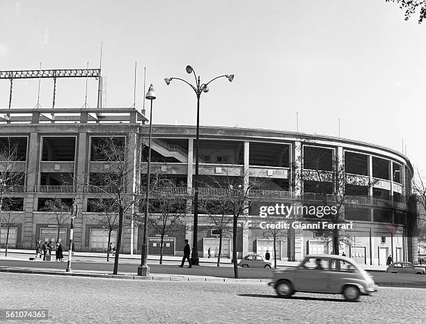 Madrid in the sixties,the stadium Santiago Bernabeu of Real Madrid Spain. .