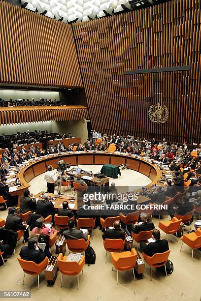 General view shows the executive board room during the opening of a global bird flu conference at World Health Organization headquarters in Geneva 07...