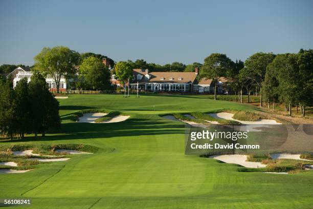 The 411 yard par 4, 18th hole on the Black Course at Bethpage Sate Park venue for the 2009 US Open, on September 21, 2005 in Farmingdale, New York,...