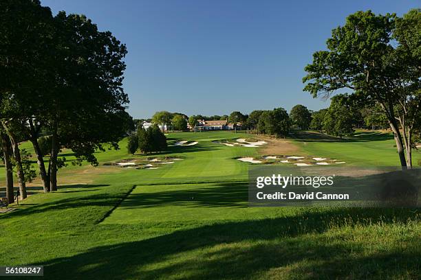 The 411 yard par 4, 18th hole on the Black Course at Bethpage Sate Park venue for the 2009 US Open, on September 21, 2005 in Farmingdale, New York,...