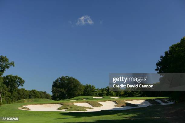 The 517 yard par 5, 4th hole on the Black Course at Bethpage Sate Park venue for the 2009 US Open, on September 21, 2005 in Farmingdale, New York,...