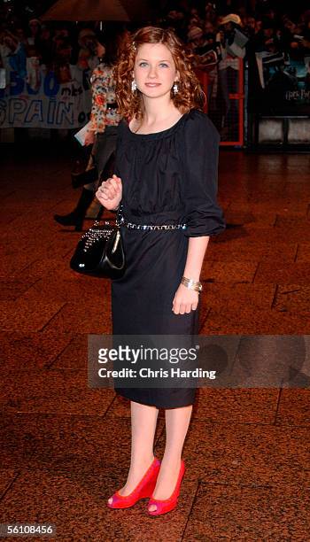 Bonnie Wright arrives at the World Premiere of "Harry Potter And The Goblet Of Fire" at the Odeon Leicester Square on November 6, 2005 in London,...