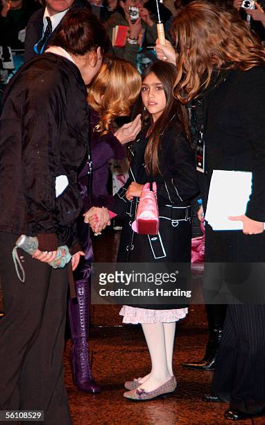 Madonna talks to her daughter Lourdes as they arrive at the World Premiere of "Harry Potter And The Goblet Of Fire" at the Odeon Leicester Square on...