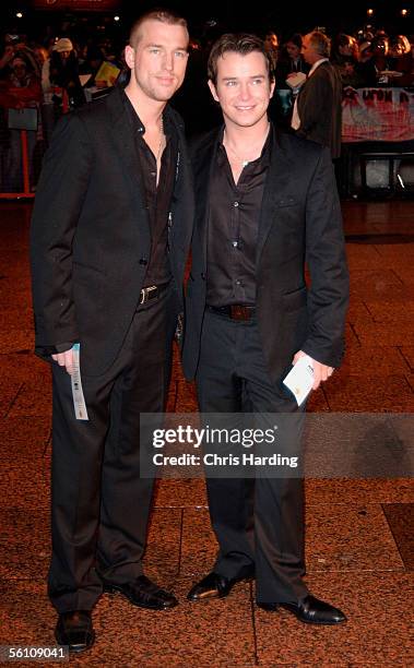 Stephen Gately and guest arrive at the World Premiere of "Harry Potter And The Goblet Of Fire" at the Odeon Leicester Square on November 6, 2005 in...