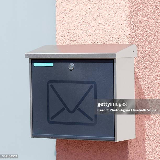 mailbox with mail symbol square - domestic mailbox stock pictures, royalty-free photos & images