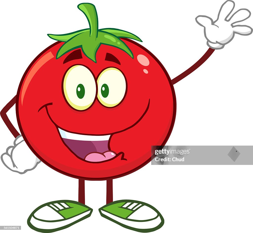 Happy Tomato Cartoon Character Waving High-Res Vector Graphic - Getty Images