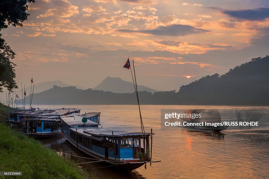 Sunset over Mekong River in Luang Prabang, Laos