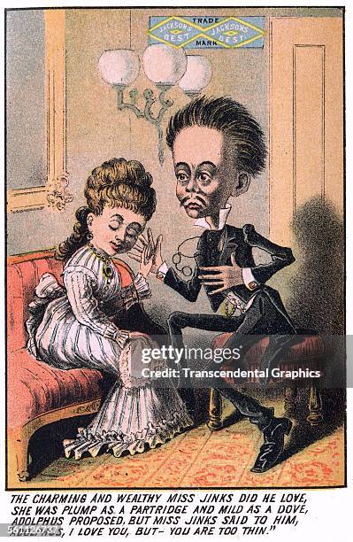 Color lithographed Victorian era trade accordion folder, with a humorous story told to sell tobacco in many panels, New York, New York, circa 1880....