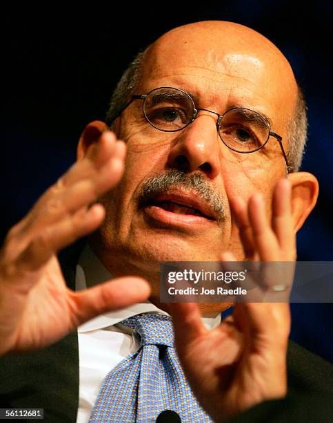 International Atomic Energy Agency Director General Mohamed ElBaradei speaks during the Carnegie Endowment for International Peace International...