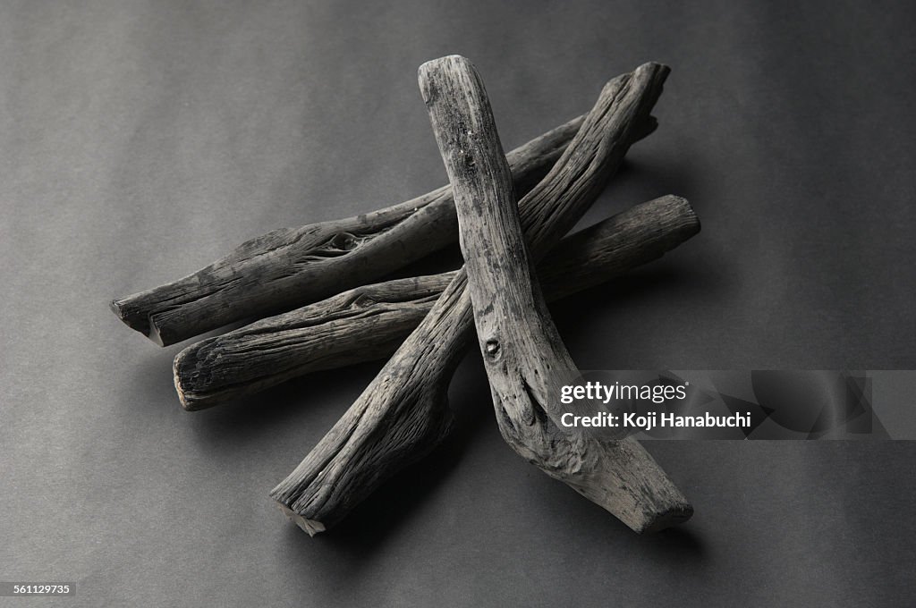 Grey charcoal sticks, studio shot