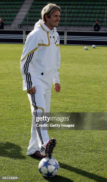 David Beckham during the Adidas press launch of the new Predator Football boot on November 7, 2005 in Las Rozas, Madrid.