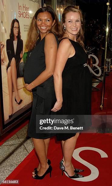 Pregnant Actresses Jane Marsh and Amanda Holden arrives at the UK Premiere of "In Her Shoes" at the Empire Leicester Square on November 7, 2005 in...