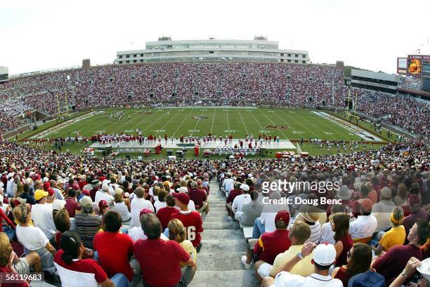 General view as the Florida State Seminoles take on the North Carolina State Wolfpack at Doak Campbell Stadium on November 5, 2005 in Tallahassee,...