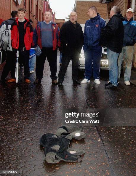 Hearts Fans Riot Angry Hearts fans throw Hearts hats on the ground outside the... News ...