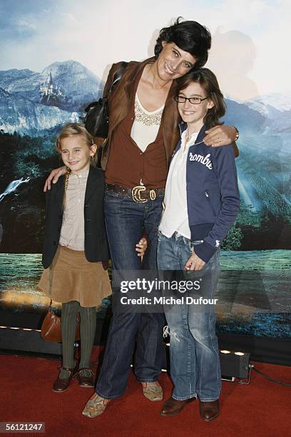 Ines de la Fressange with her daughters Violette and Nine attend the preview in Paris of the last Harry Potter movie,at the UGC Bercy, in paris on...