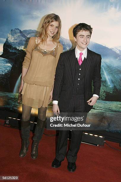 Actress Clemence Poesy and Actor Daniel Radcliffe arrive for the photocall for the Paris premiere of "Harry Potter And The Goblet Of Fire" on...