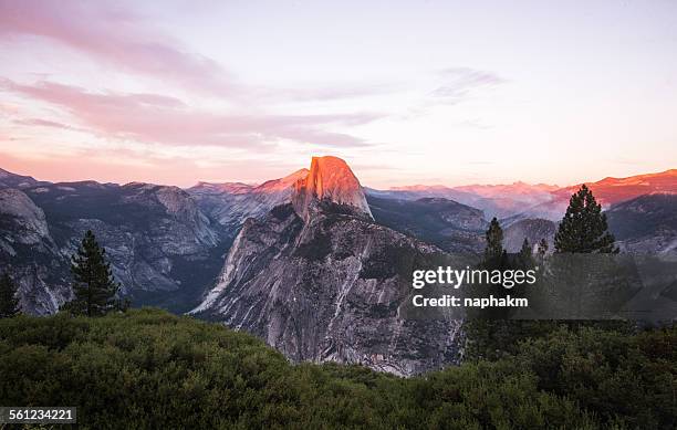 sunset at glacier point, yosemite national park - yosemite valley - fotografias e filmes do acervo