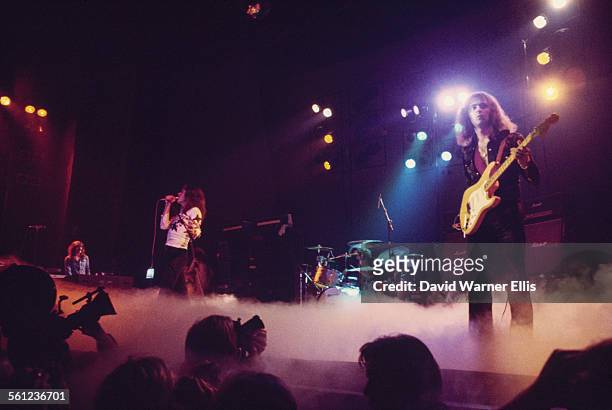 British rock group Deep Purple performing on stage, circa 1973. Left to right: Jon Lord, David Coverdale, Ian Paice and Ritchie Blackmore.