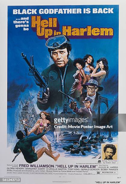 Poster for Larry Cohen's 1973 crime film 'Hell Up in Harlem' starring Fred Williamson.