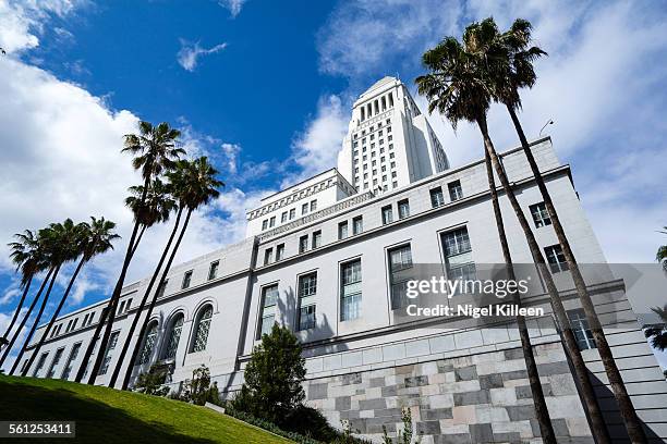 los angeles city hall, - los angeles city hall stock pictures, royalty-free photos & images