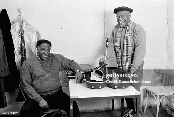 Tenor saxophone players Houston Person, left, and David 'Fathead' Newman pose on January 29th 1998 at the BIM huis in Amsterdam, Netherlands.