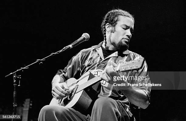 Ben Harper, guitar and vocals, performs on November 10th 1994 at the Paradiso in Amsterdam, Netherlands.