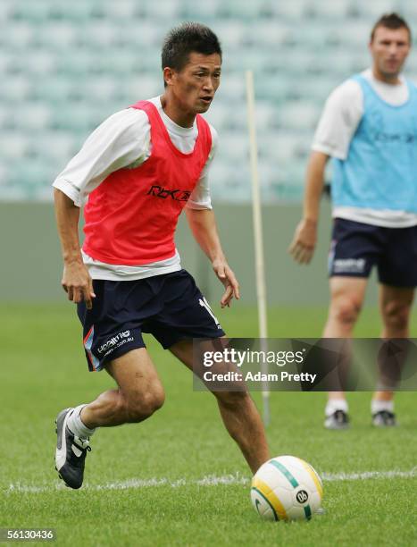 Kazuyoshi Miura of the Sydney FC in action during training at Aussie Stadium November 10, 2005 in Sydney, Australia. Miura will play four guest...