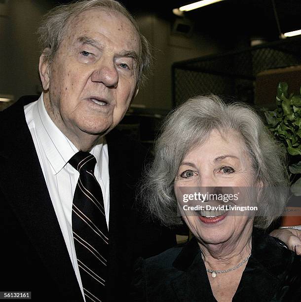 Actor Karl Malden poses with his wife, Mona, at the dedication of the Barrington Station Post Office to legendary Oscar winning actor Karl Malden on...