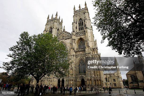 Friends and members of the public arrive for the public memorial service of countdown presenter Richard Whiteley on November 10, 2005 in York,...