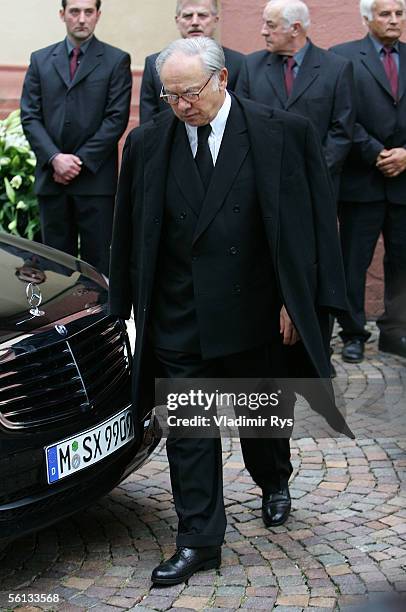 Hubert Burda leaves the Heilig-Kreuz-Church after the funeral service for Aenne Burda on November 10, 2005 in Offenburg, Germany. Aenne Burda was the...