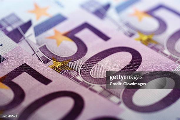 close-up of five hundred euro banknotes - five hundred euro banknote stock pictures, royalty-free photos & images