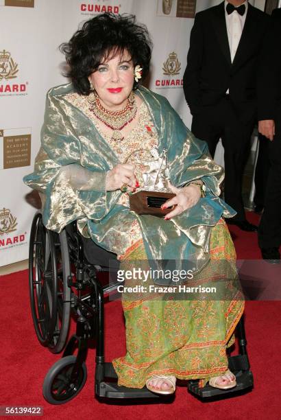 Actress Elizabeth Taylor arrives at the 14th Annual Britannia Awards at the Beverly Hilton Hotel on November 10, 2005 in Beverly Hills, California....