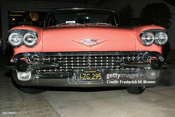 An automobile owned by the late actress Marilyn Monroe on display during the unveiling of the Marilyn Monroe Exhibit at the Queen Mary on November...