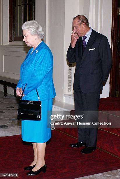 Queen Elizabeth ll and Prince Philip, Duke of Edinburgh bid farewell to Chinese President Hu Jintao and his wife Liu Yongqing as they depart from...