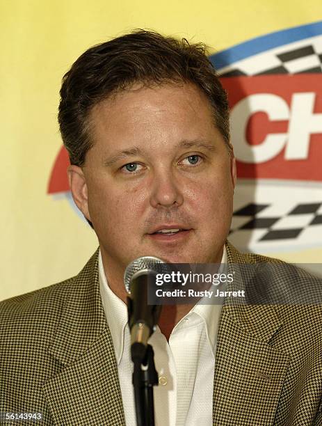 Of NASCAR Brian France, meets with the media to discuss a cap on the number of teams owned by a single owner during practice for the NASCAR Nextel...