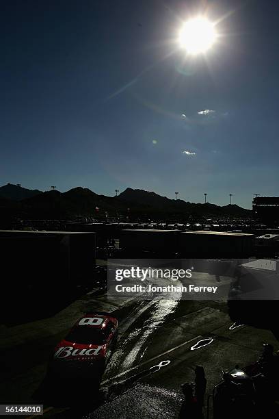 Dale Earnhardt Jr. Drives his Budweiser Chevrolet during practice for the NASCAR Nextel Cup Checker Auto Parts 500 on November 11, 2005 at Phoenix...