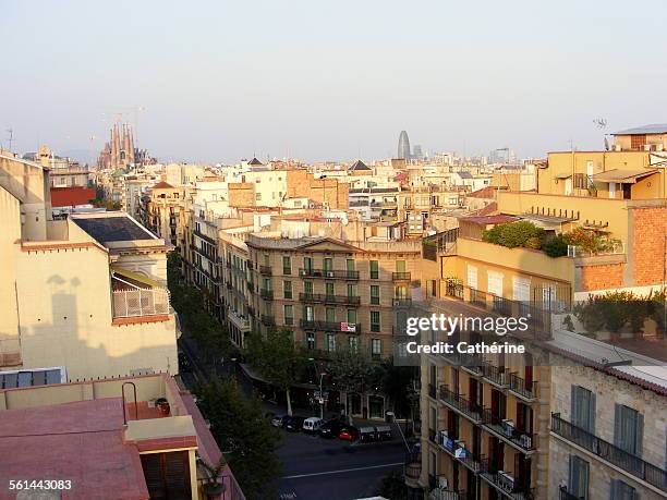 barcelona, spain seen from casa mila - casa milà stock-fotos und bilder