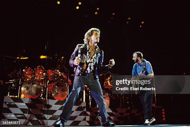 Roger Daltrey and Pete Townshend performing with The Who in Buffalo, New York on July 18, 1989.