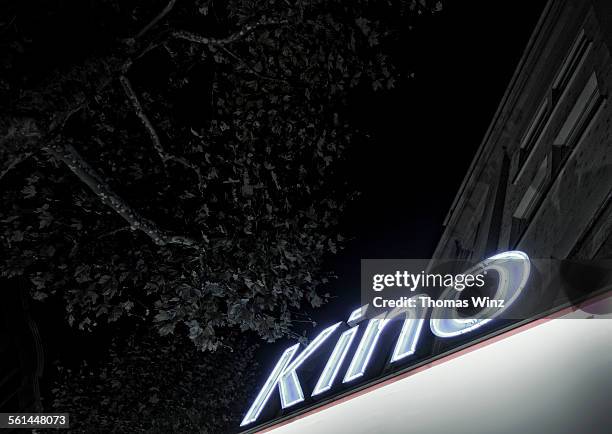 kino (movie theater) sign - vintage movie theater signs stock pictures, royalty-free photos & images