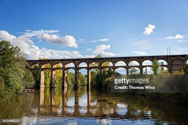 railroad viaduct  over river enz - viaduct stock-fotos und bilder