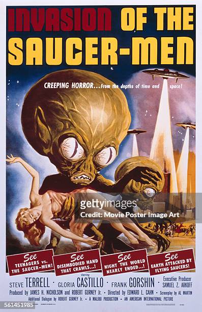 Poster for Edward L. Cahn's 1957 comedy 'Invasion of the Saucer Men'.