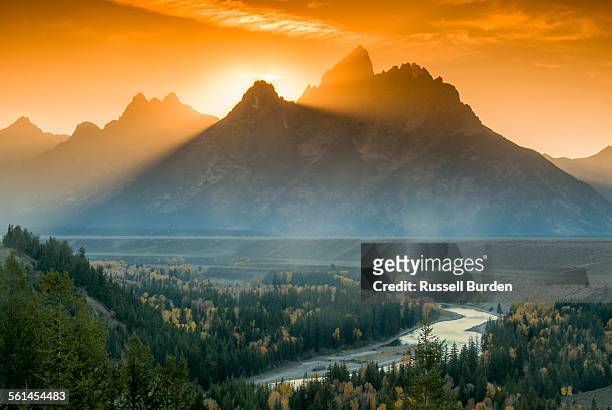 sunset from snake river overlook - sunbeam snake stock pictures, royalty-free photos & images