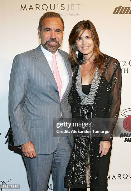 Jorge and Darlene Perez pose at the Night of Moroccan Heat Party at Shaquille and Shaunie O'Neal's private home on Star Island November 11, 2005 in...